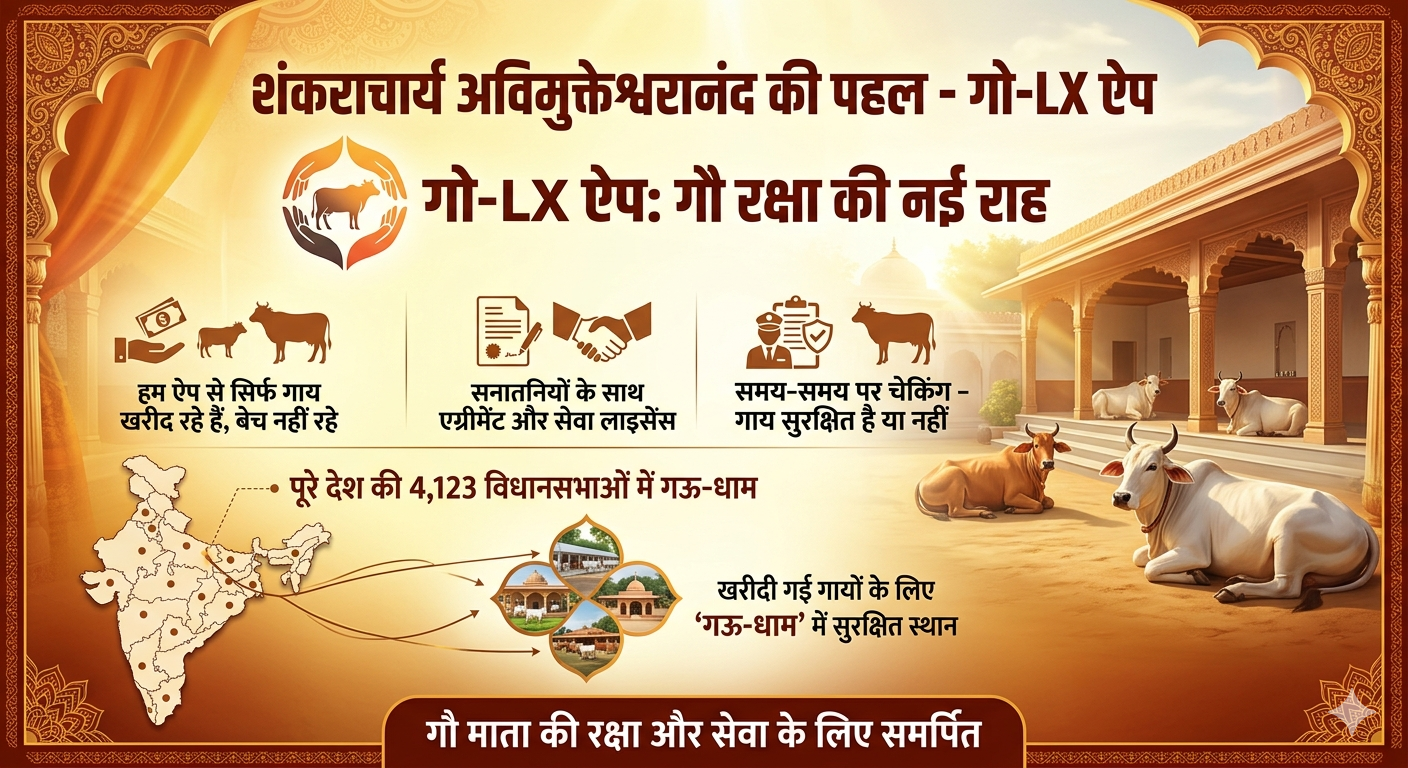 शंकराचार्य अविमुक्तेश्वरानंद लॉन्च करेंगे ‘गो-LX’ ऐप: देश की हर विधानसभा में खुलेगा गऊ-धाम; गाय सिर्फ खरीदी जाएगी, बेचने पर रोक शंकराचार्य अविमुक्तेश्वरानंद लॉन्च करेंगे ‘गो-LX’ ऐप: देश की हर विधानसभा में खुलेगा गऊ-धाम; गाय सिर्फ खरीदी जाएगी, बेचने पर रोक